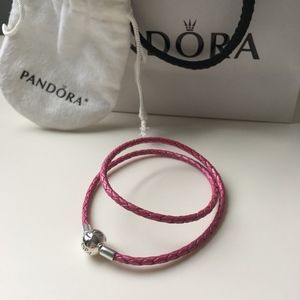 Pink Leather Bracelet from Pandora